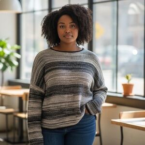 EILEEN FISHER Gray, Cream,Brown Organic Linen Wool